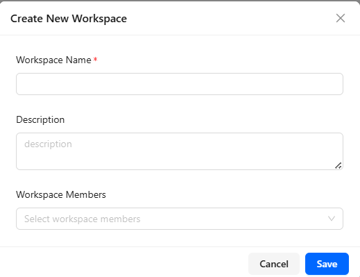 Create workspace modal